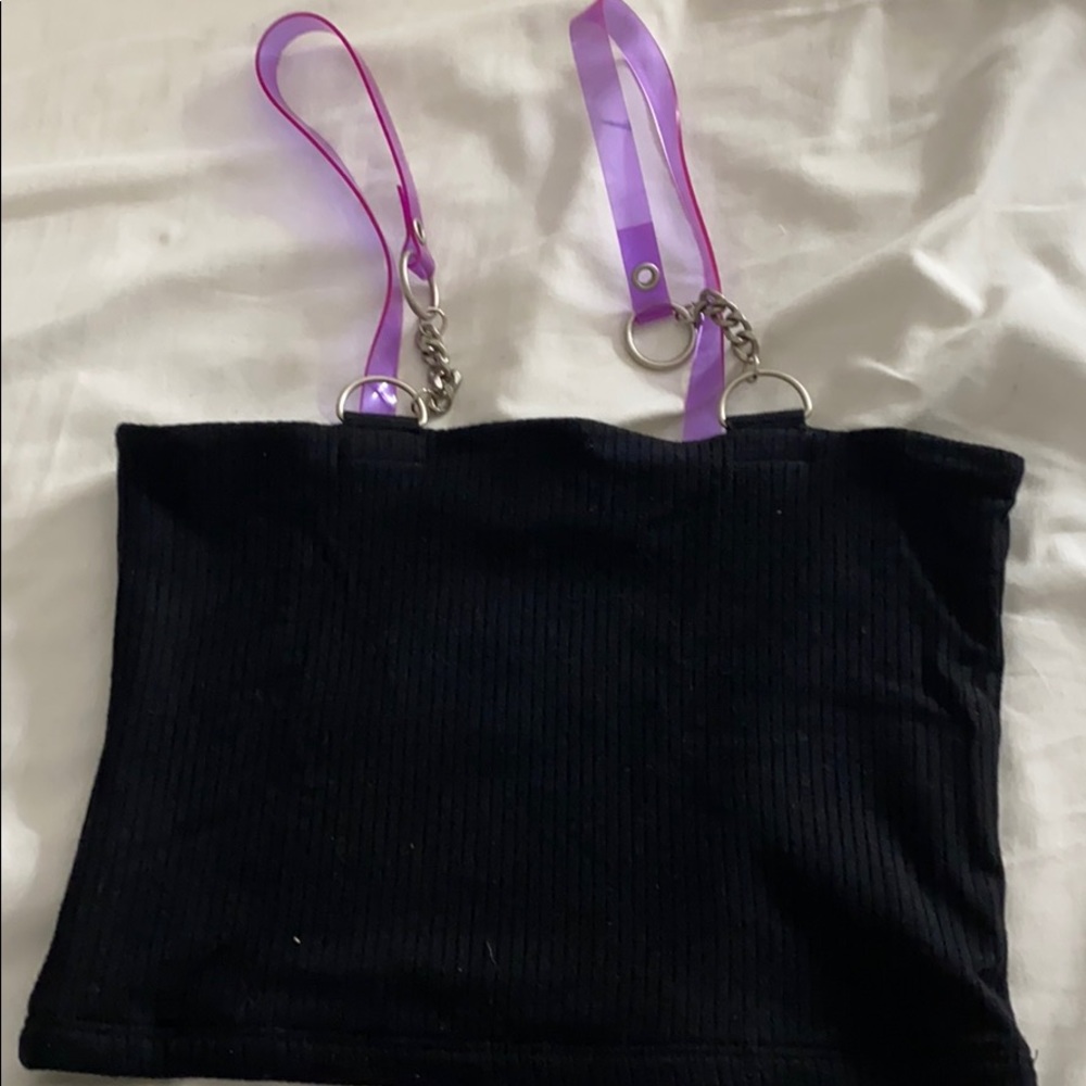 Black LF top with clear purple straps